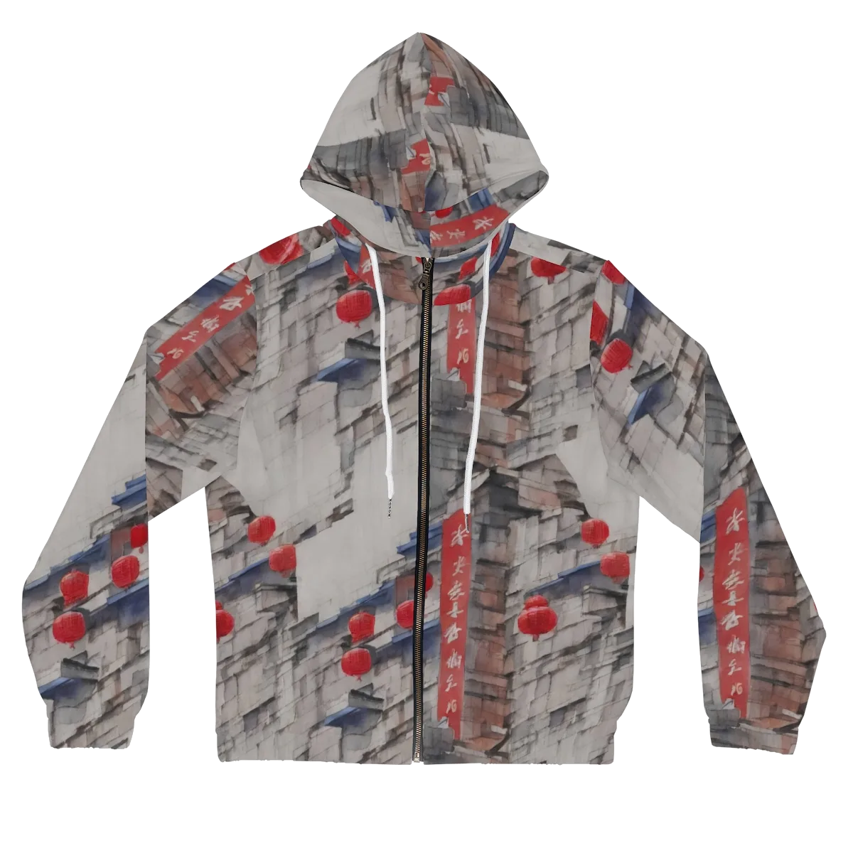 Crimson Lantern Alley on Women's Full-Zip Hoodie — Front
