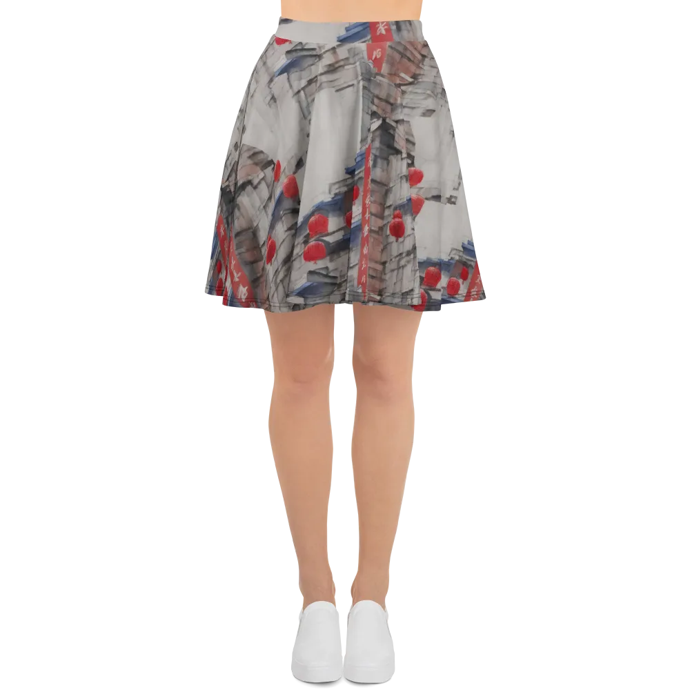 Crimson Lantern Alley on Skater Skirt — Front