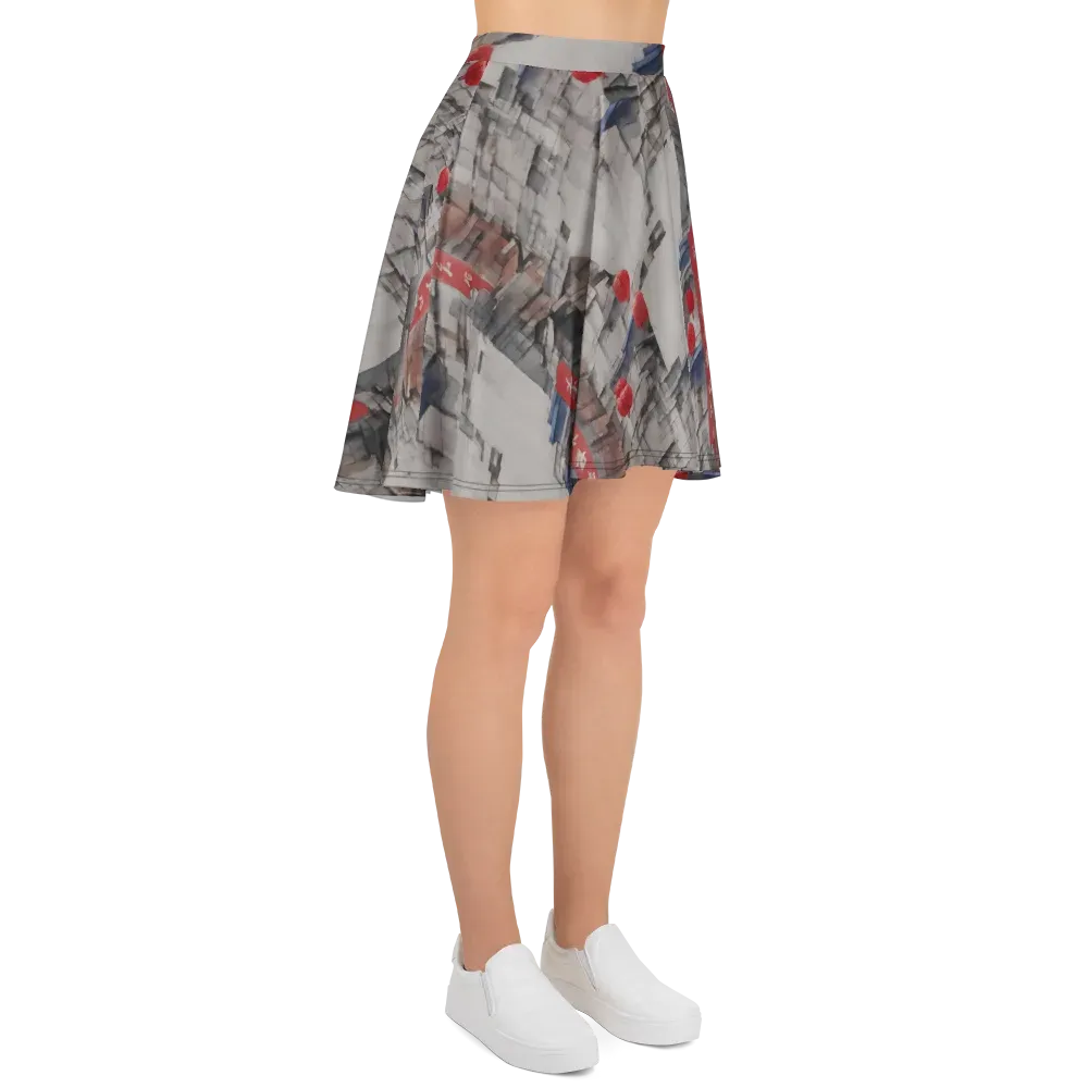 Crimson Lantern Alley on Skater Skirt — Right