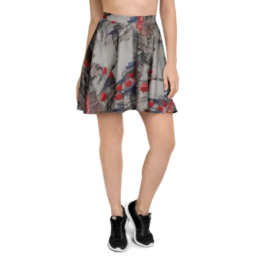 Crimson Lantern Alley on a Skater Skirt