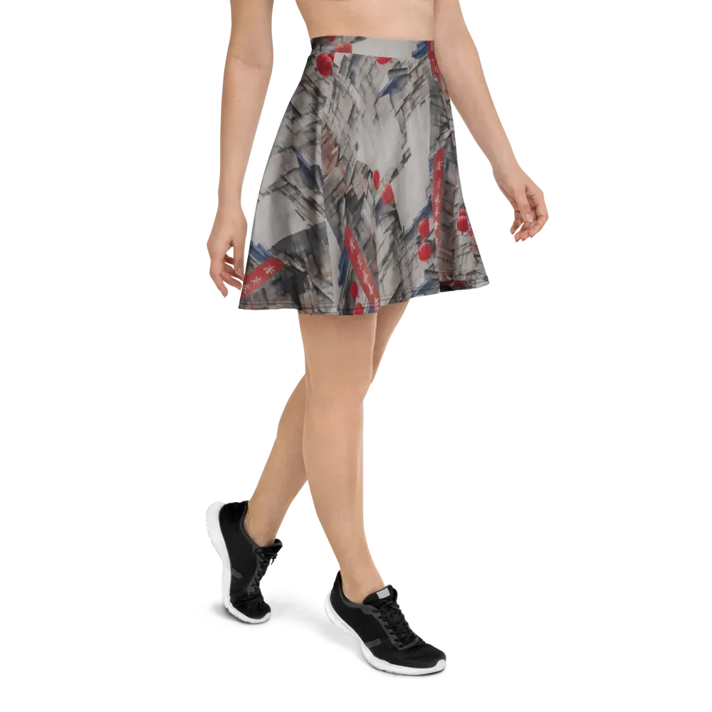 Crimson Lantern Alley on Skater Skirt — Right