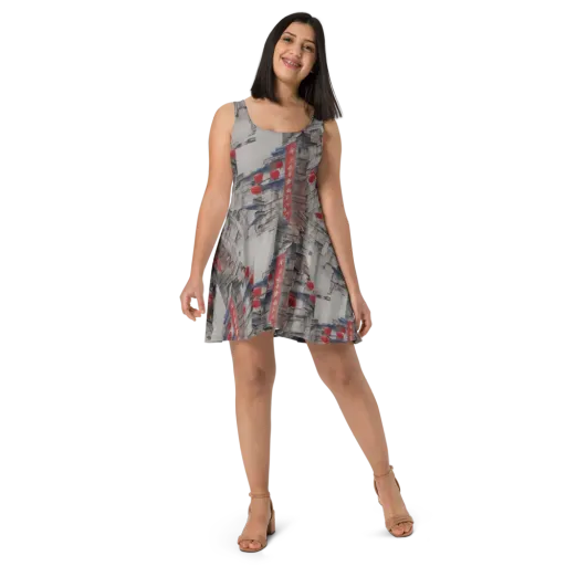 Crimson Lantern Alley on a Skater Dress