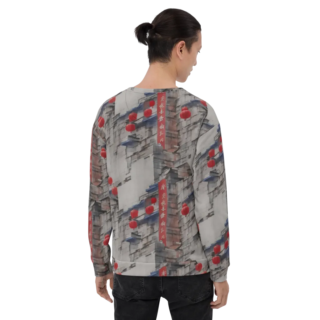 Crimson Lantern Alley on Sweatshirt — Back