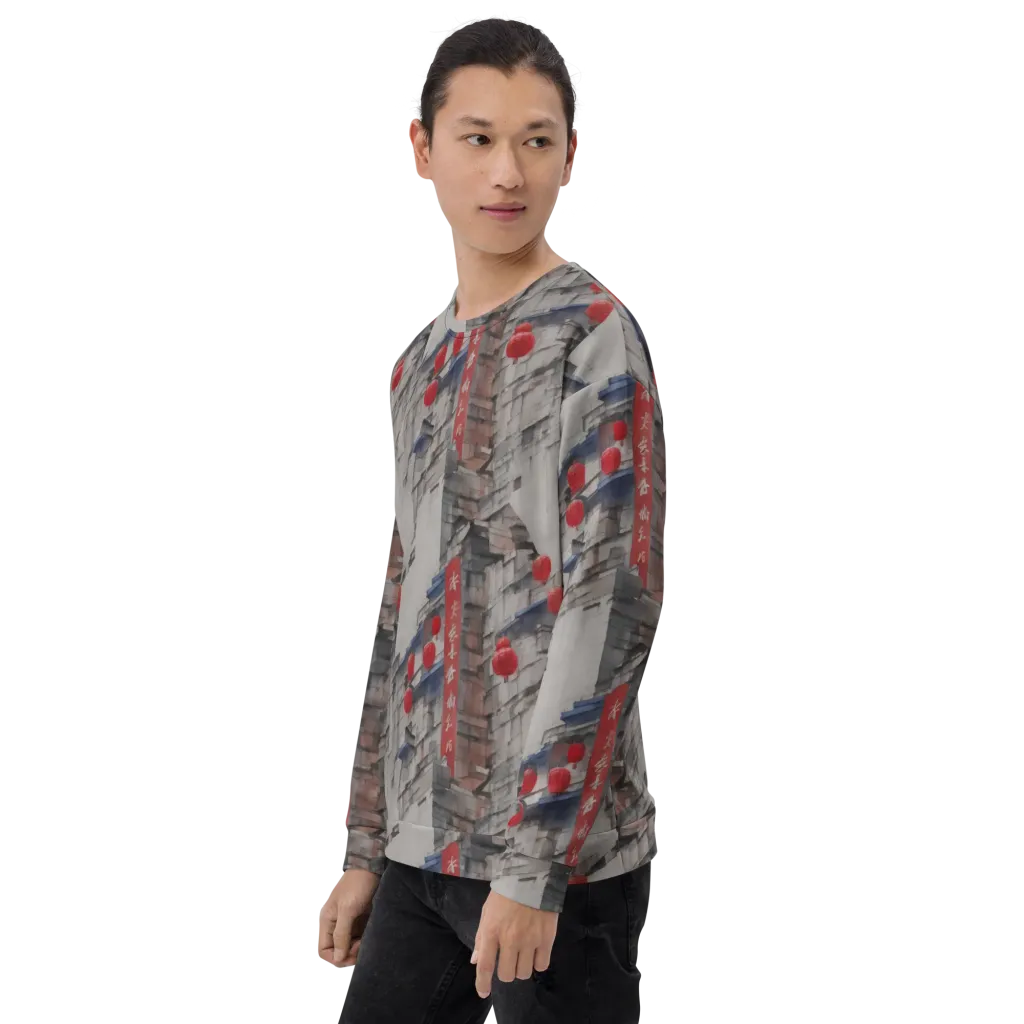 Crimson Lantern Alley on Sweatshirt — Left Front