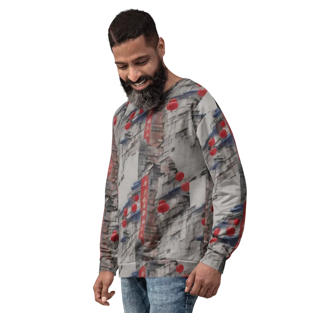 Crimson Lantern Alley on Sweatshirt — Left Front