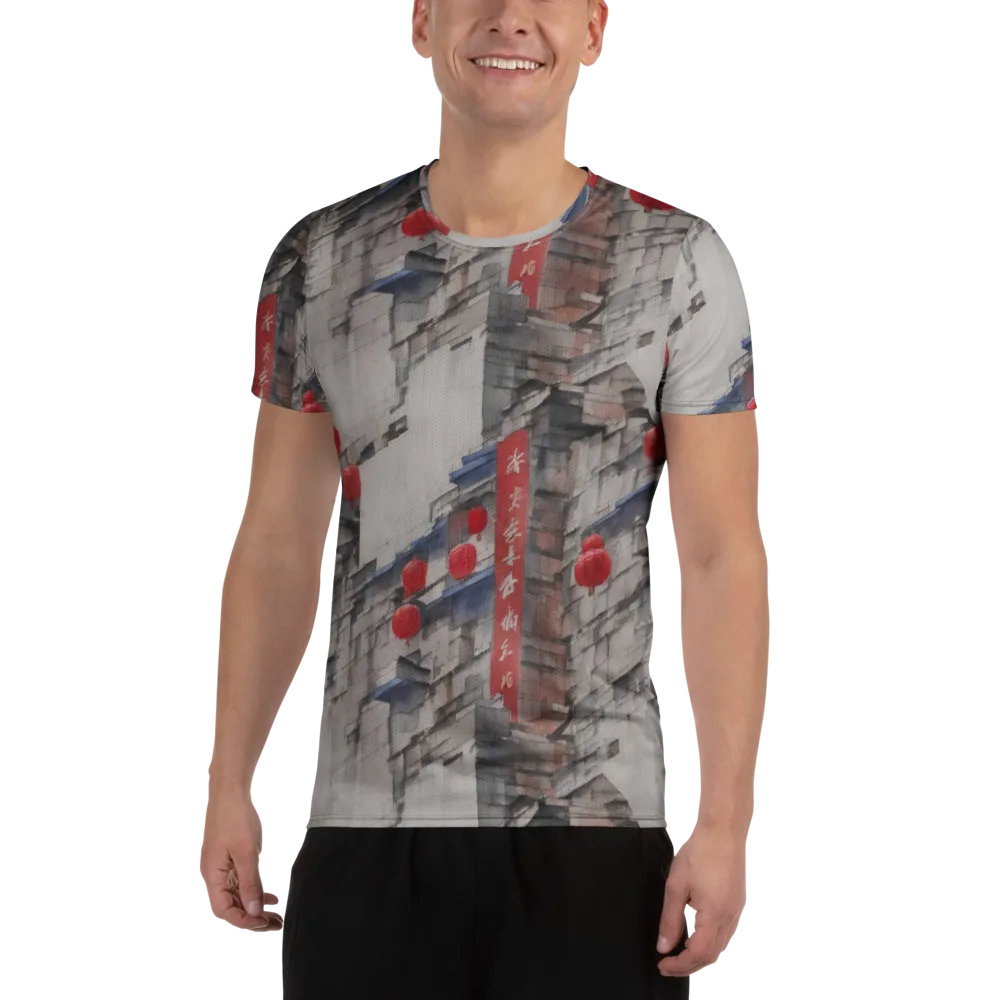 Crimson Lantern Alley on Men's Athletic T-Shirt — Front