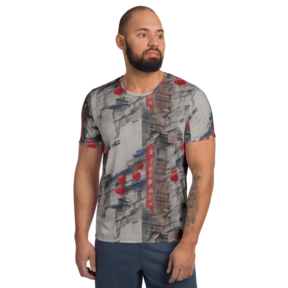 Crimson Lantern Alley on Men's Athletic T-Shirt — Front