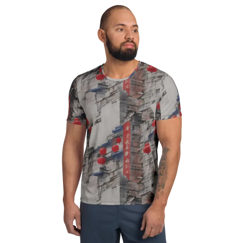 Crimson Lantern Alley on Men's Athletic T-Shirt — Front