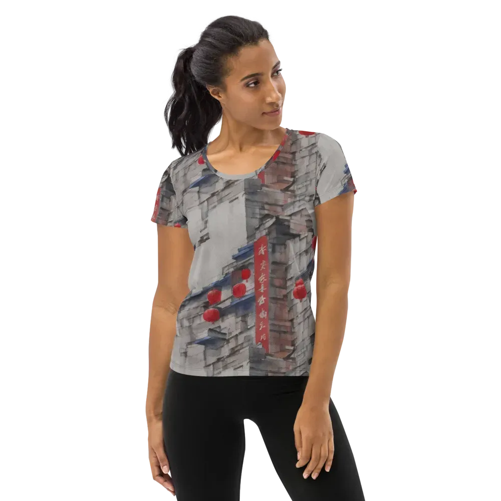 Crimson Lantern Alley on Women's Athletic T-Shirt — Front