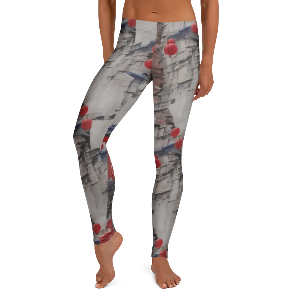 Crimson Lantern Alley on Leggings — Front