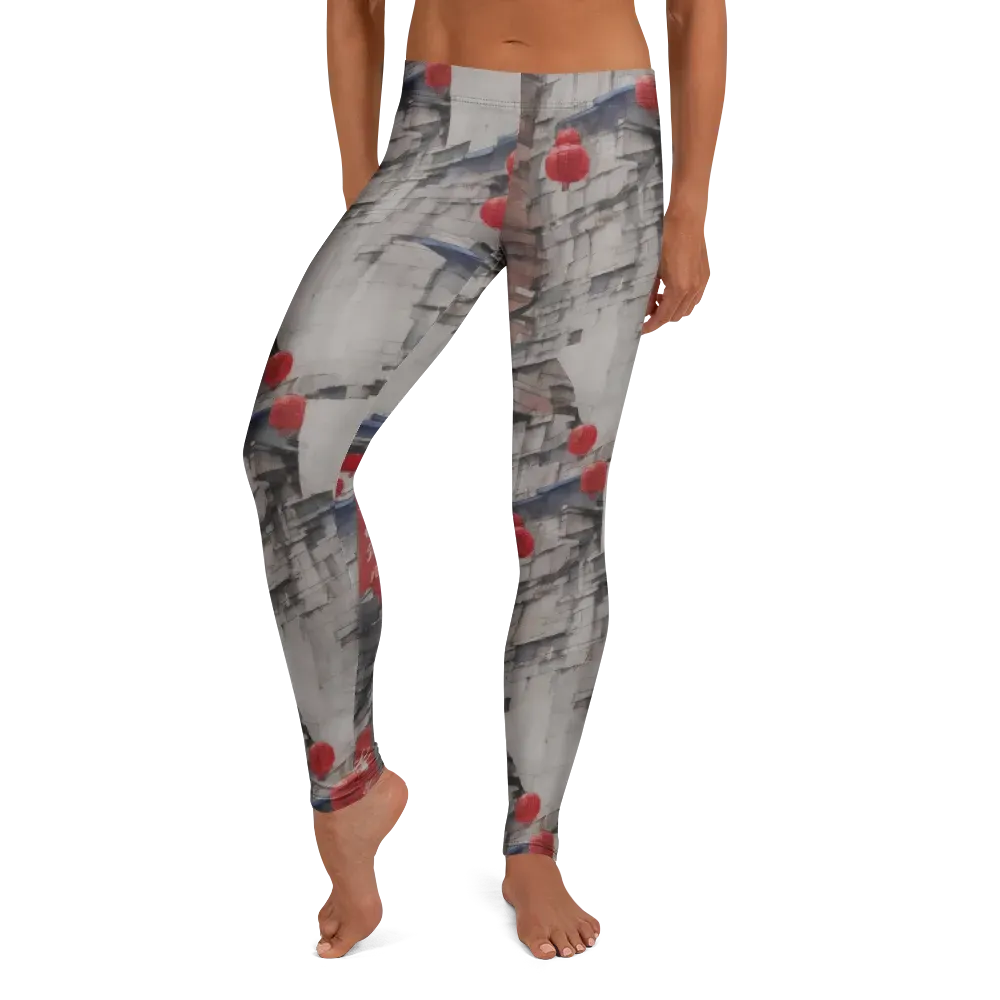Crimson Lantern Alley on Leggings — Front