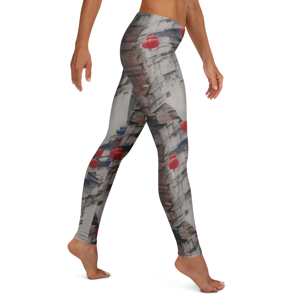 Crimson Lantern Alley on Leggings — Right