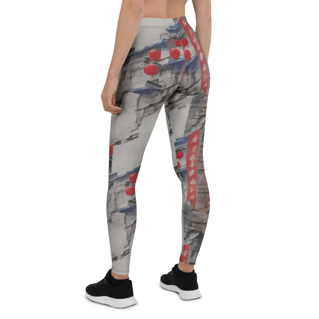 Crimson Lantern Alley on Leggings — Back