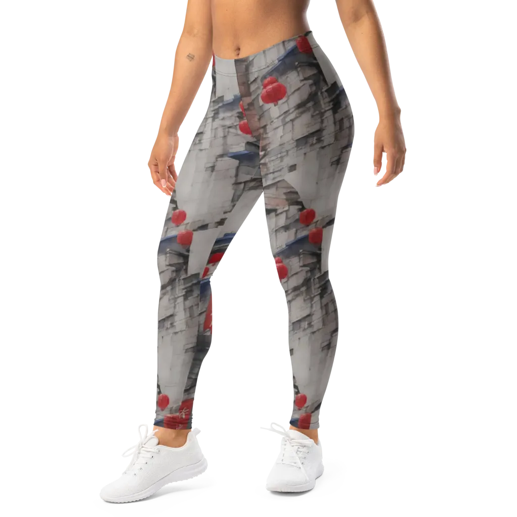 Crimson Lantern Alley on Leggings — Left Front