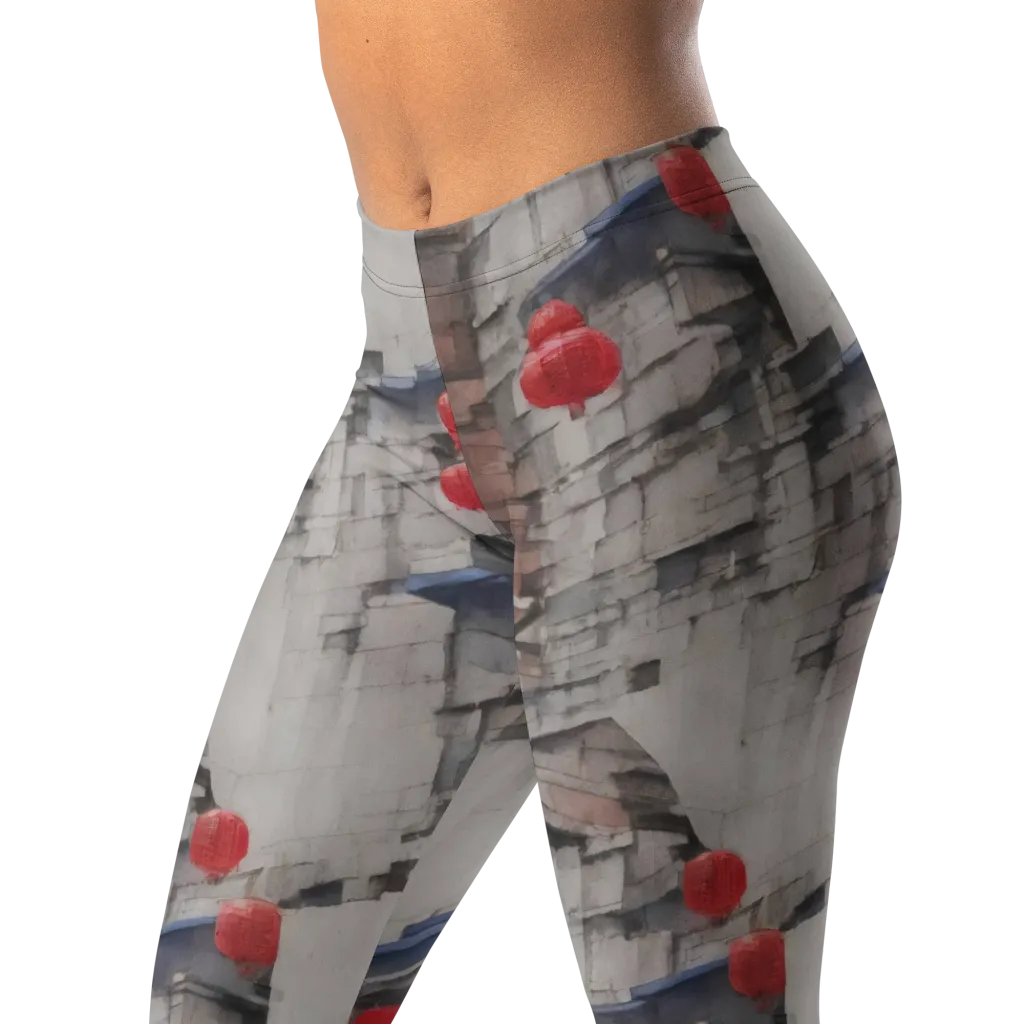 Crimson Lantern Alley on Leggings — Left Front