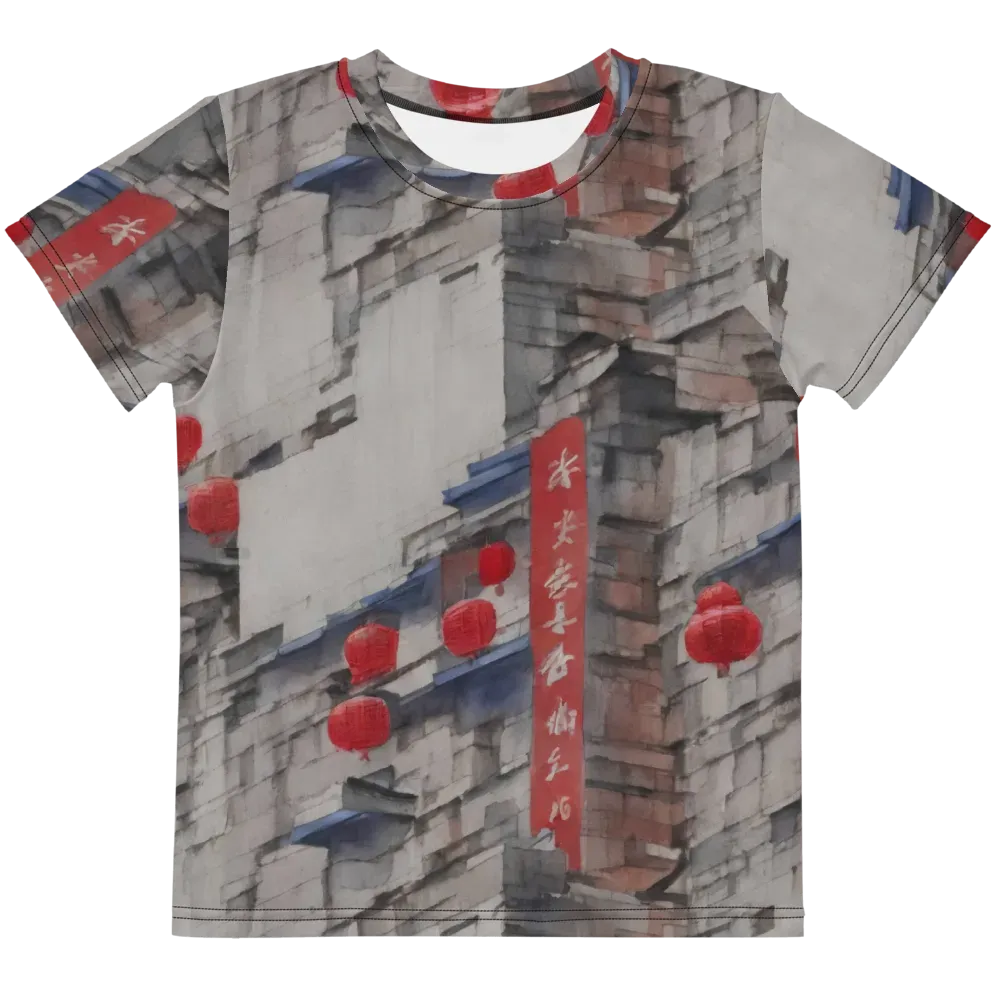 Crimson Lantern Alley on Kids Crew Neck T-Shirt — Front