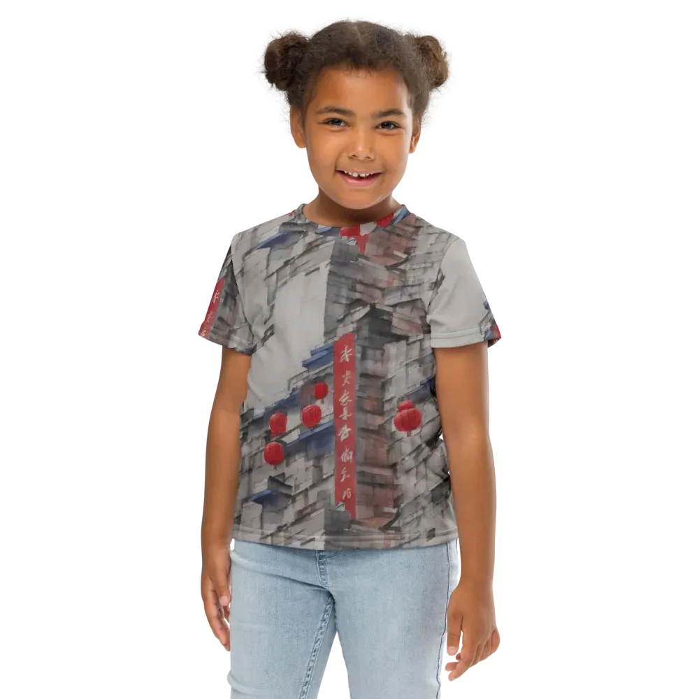 Crimson Lantern Alley on Kids Crew Neck T-Shirt — Front