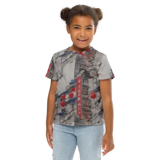 Crimson Lantern Alley on a Kids Crew Neck T-Shirt