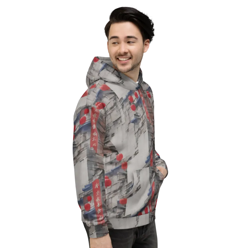 Crimson Lantern Alley on Hoodie — Right