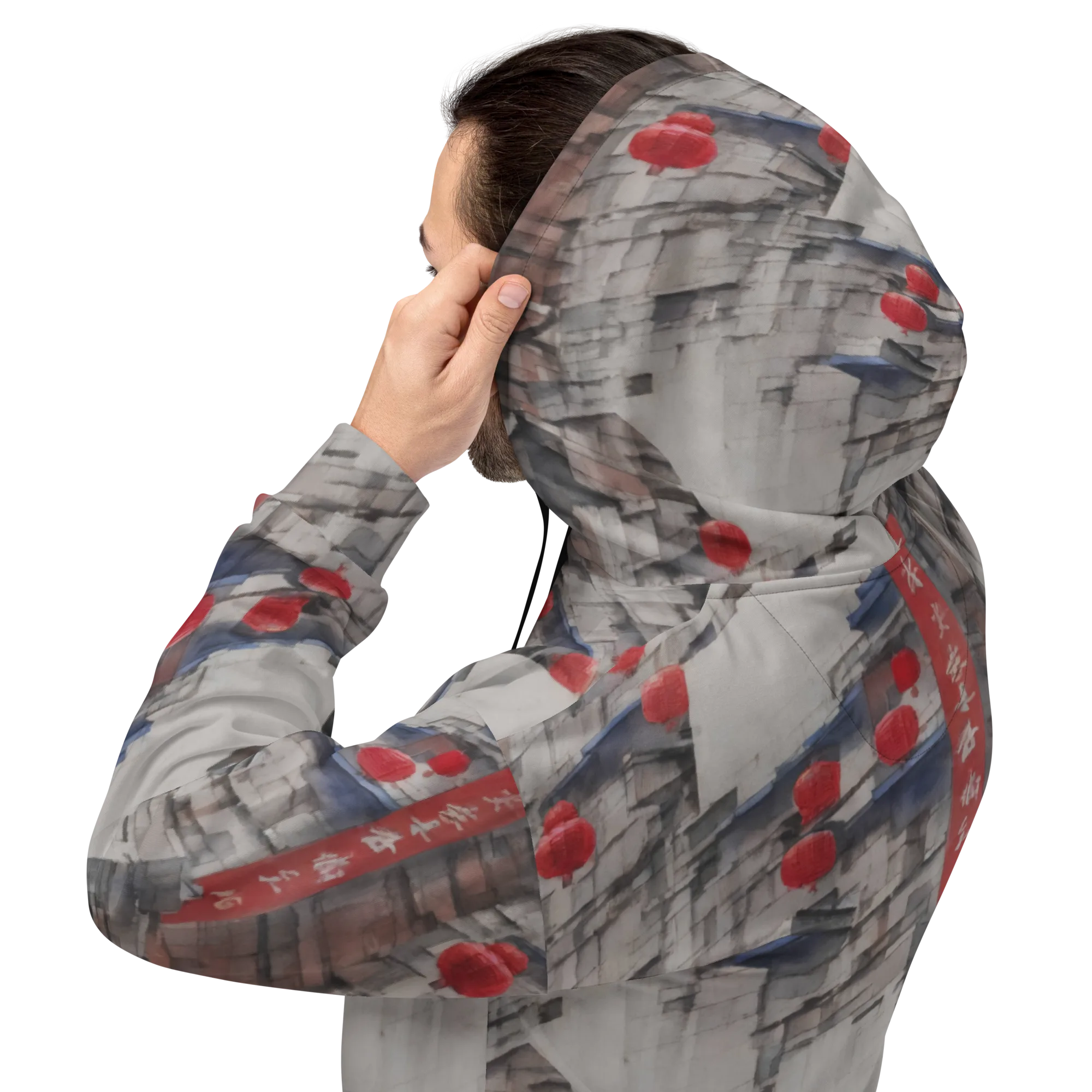 Crimson Lantern Alley on Hoodie — Back