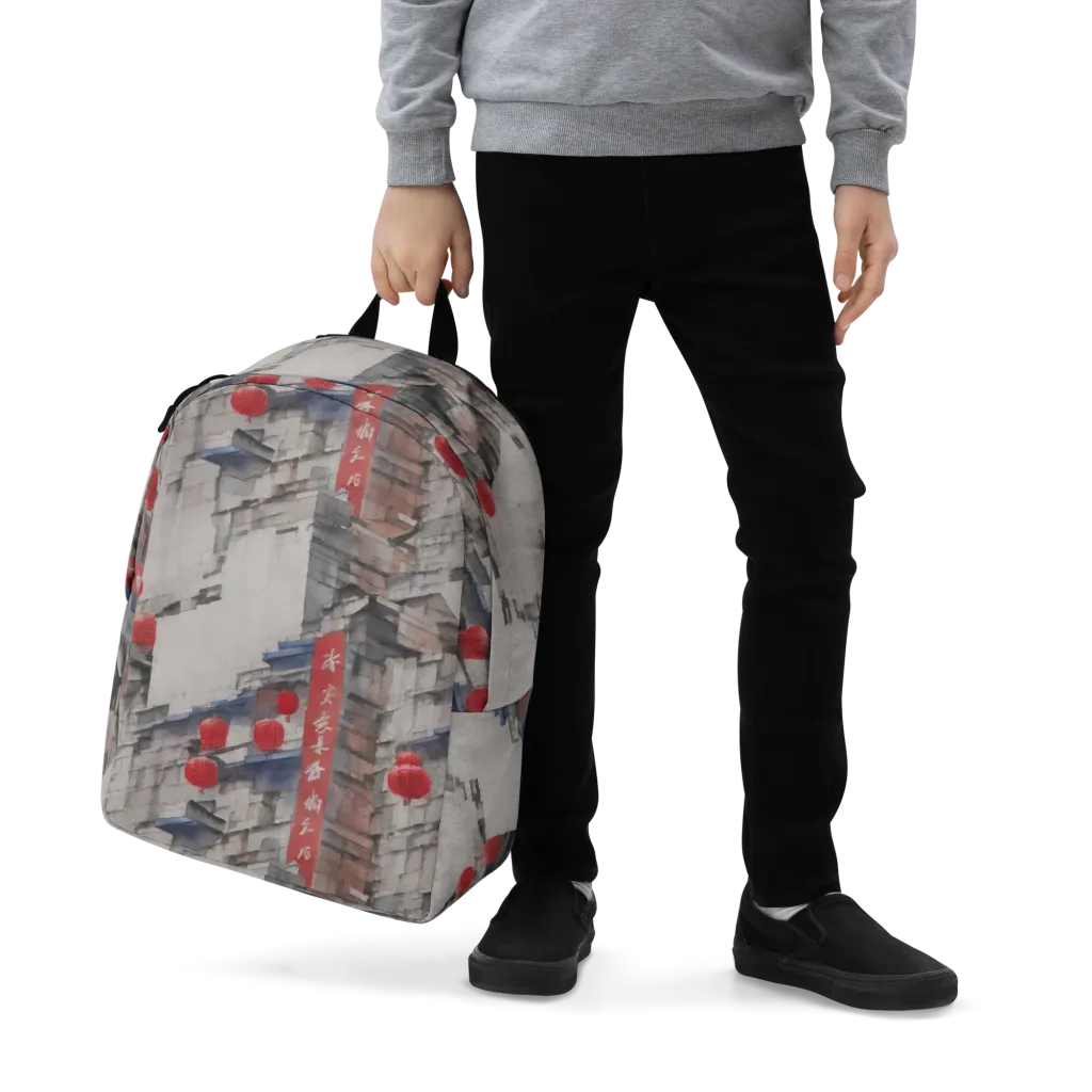 Crimson Lantern Alley on Minimalist Backpack — Zoomed-in