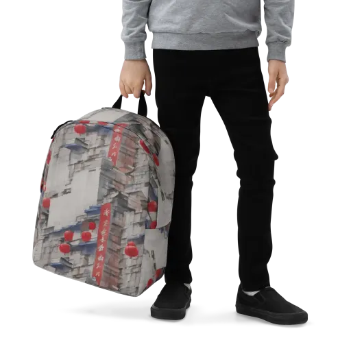Crimson Lantern Alley on a Minimalist Backpack