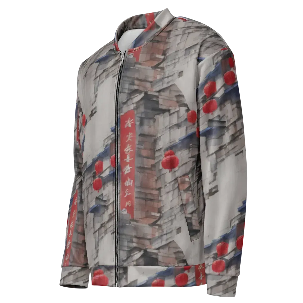 Crimson Lantern Alley on Bomber Jacket — Left Front