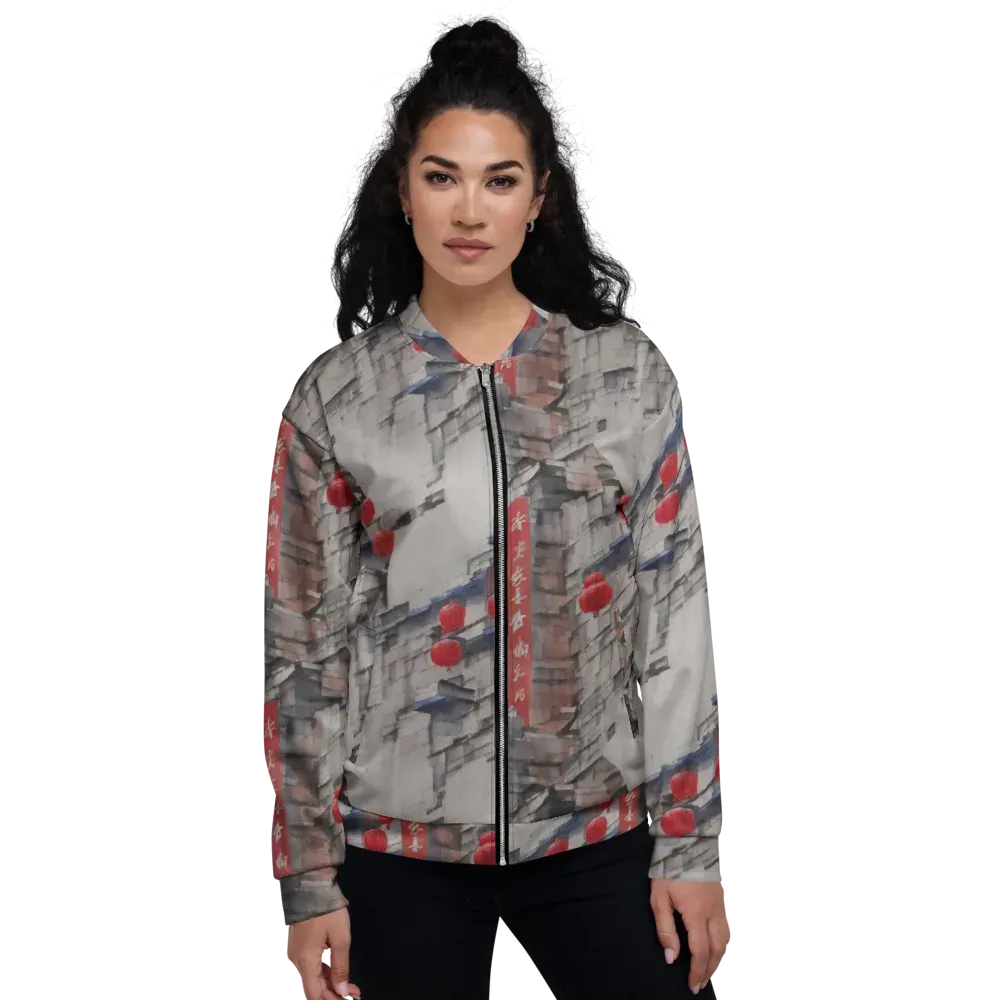 Crimson Lantern Alley on Bomber Jacket — Front