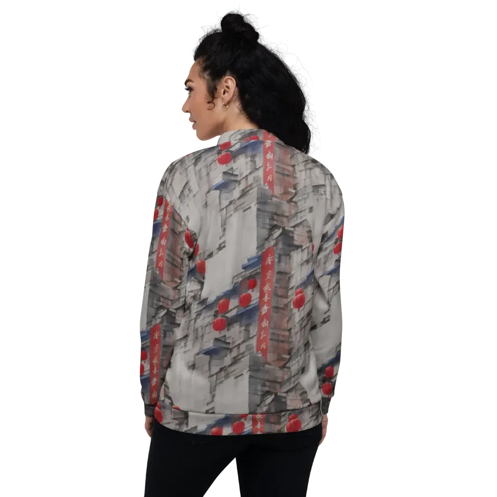 Crimson Lantern Alley on Bomber Jacket — Back