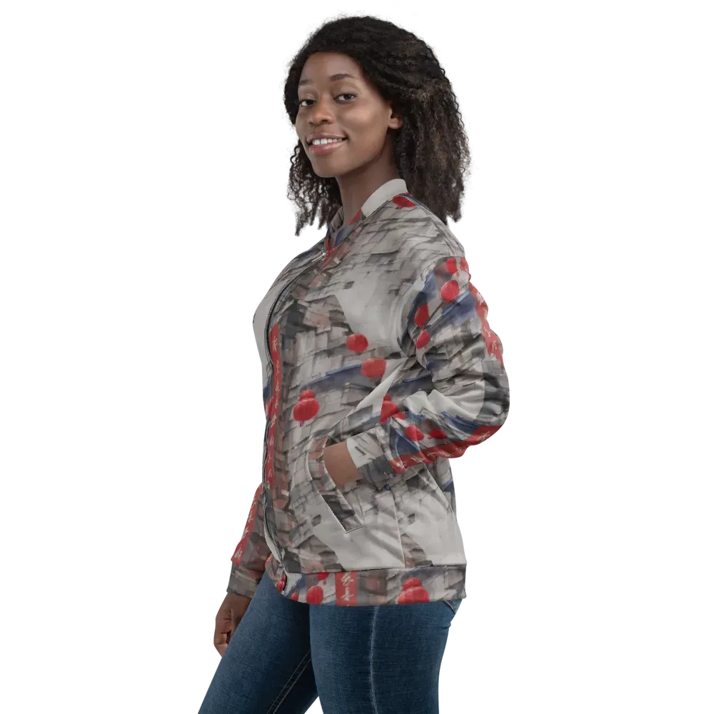 Crimson Lantern Alley on Bomber Jacket — Left
