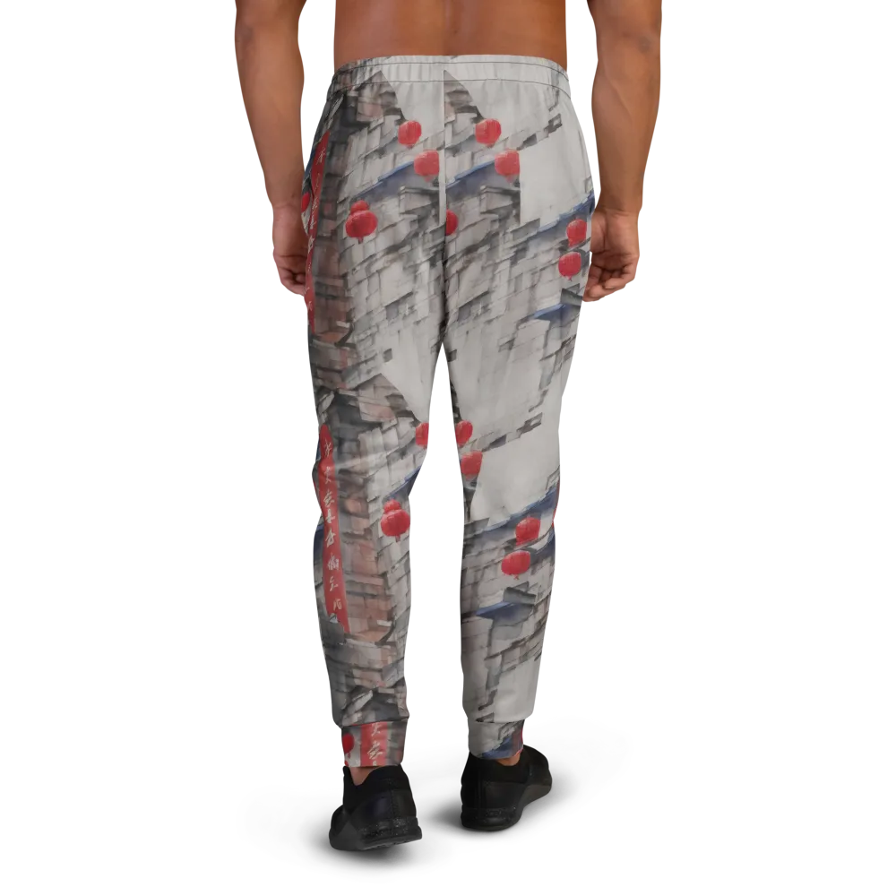 Crimson Lantern Alley on Men's Joggers — Back