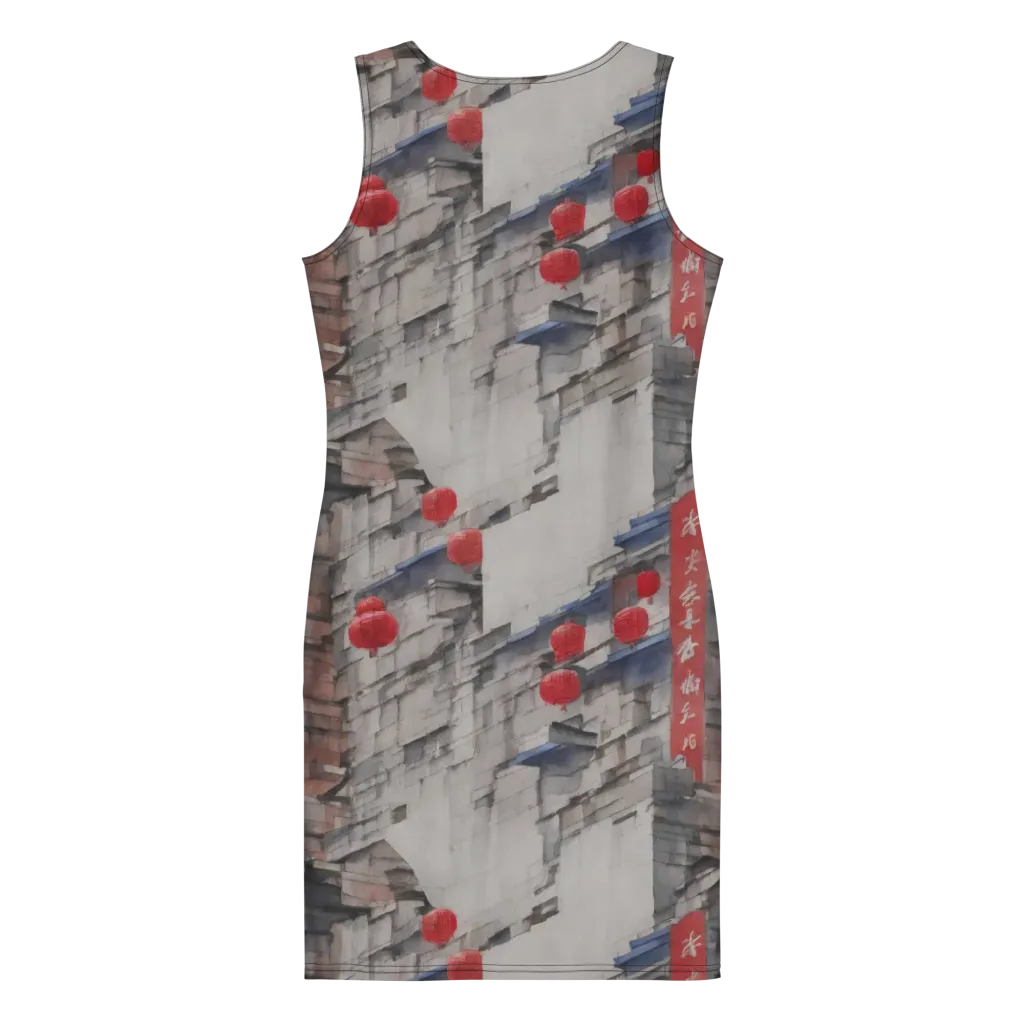 Crimson Lantern Alley on Bodycon Dress — Back