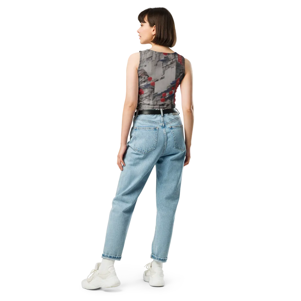 Crimson Lantern Alley on Crop Top — Back
