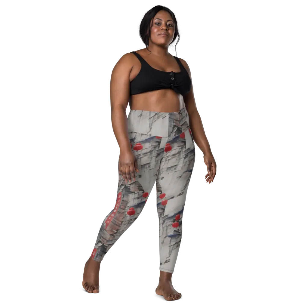 Crimson Lantern Alley on Leggings with Pockets — Front