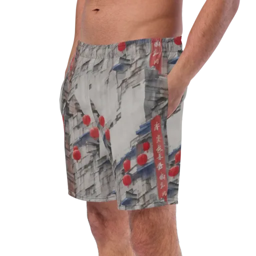 Crimson Lantern Alley on a Swim Trunks