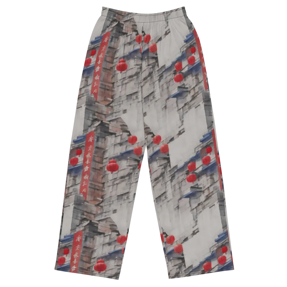 Crimson Lantern Alley on Wide-Leg Pants — Front