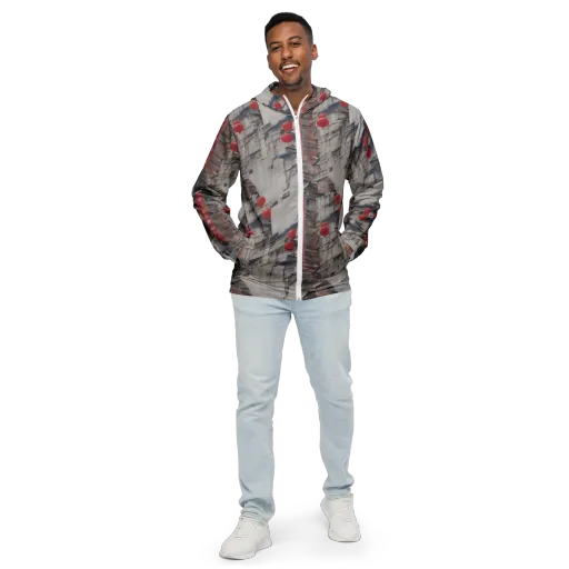Crimson Lantern Alley on a Men's Windbreaker