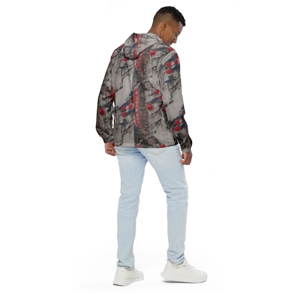 Crimson Lantern Alley on Men's Windbreaker — Back
