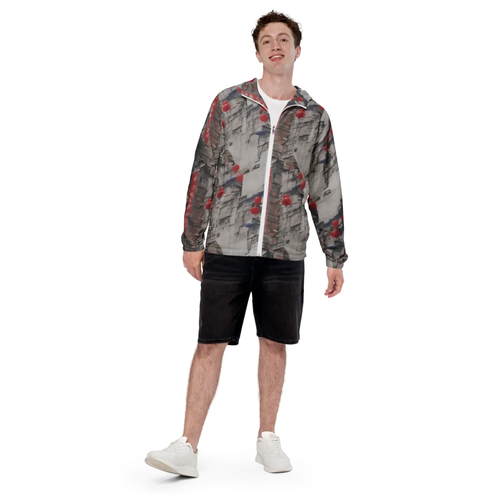Crimson Lantern Alley on Men's Windbreaker — Front