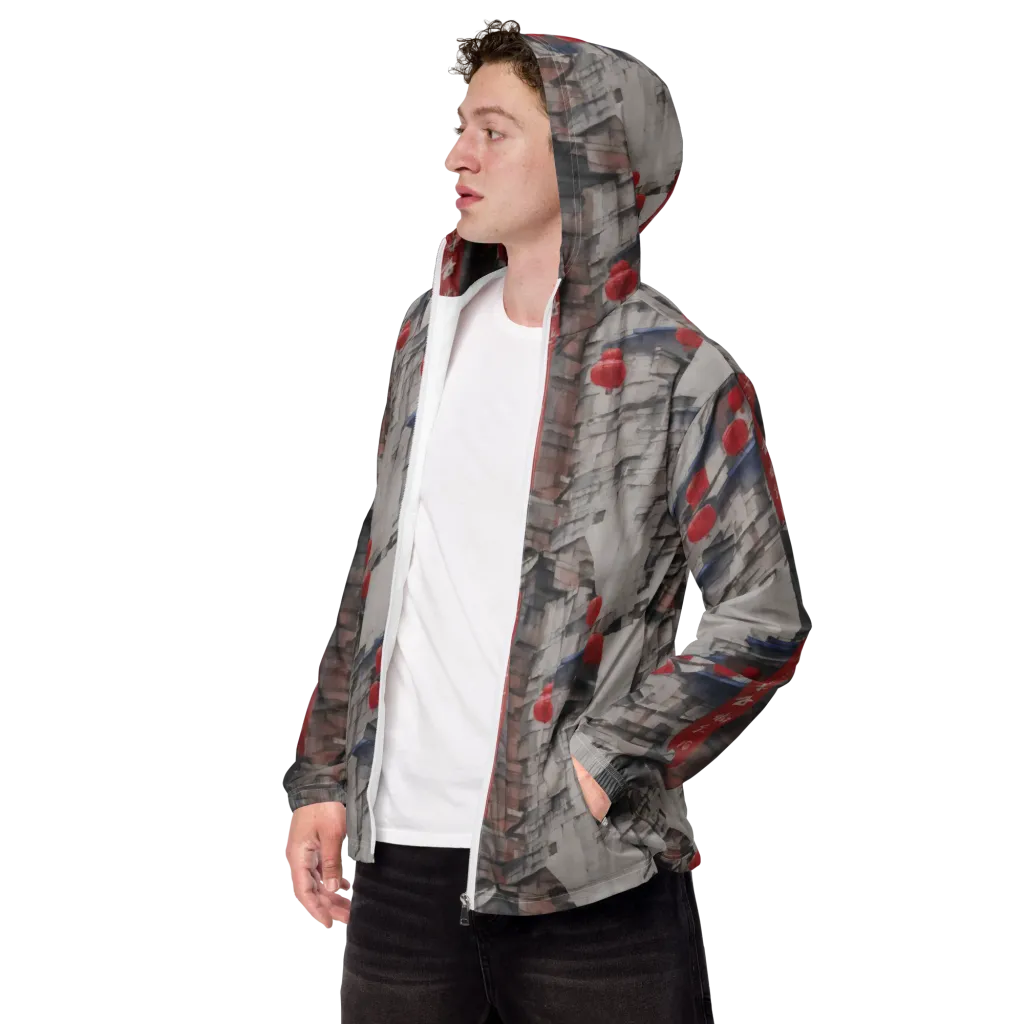 Crimson Lantern Alley on Men's Windbreaker — Left Front