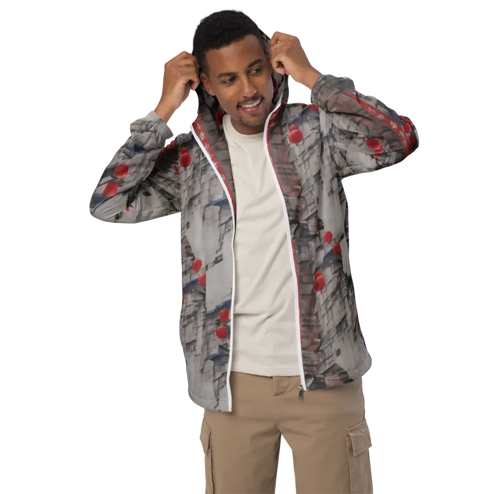 Crimson Lantern Alley on Men's Windbreaker — Front