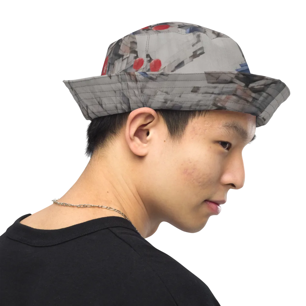 Crimson Lantern Alley on Reversible Bucket Hat — Right Outside