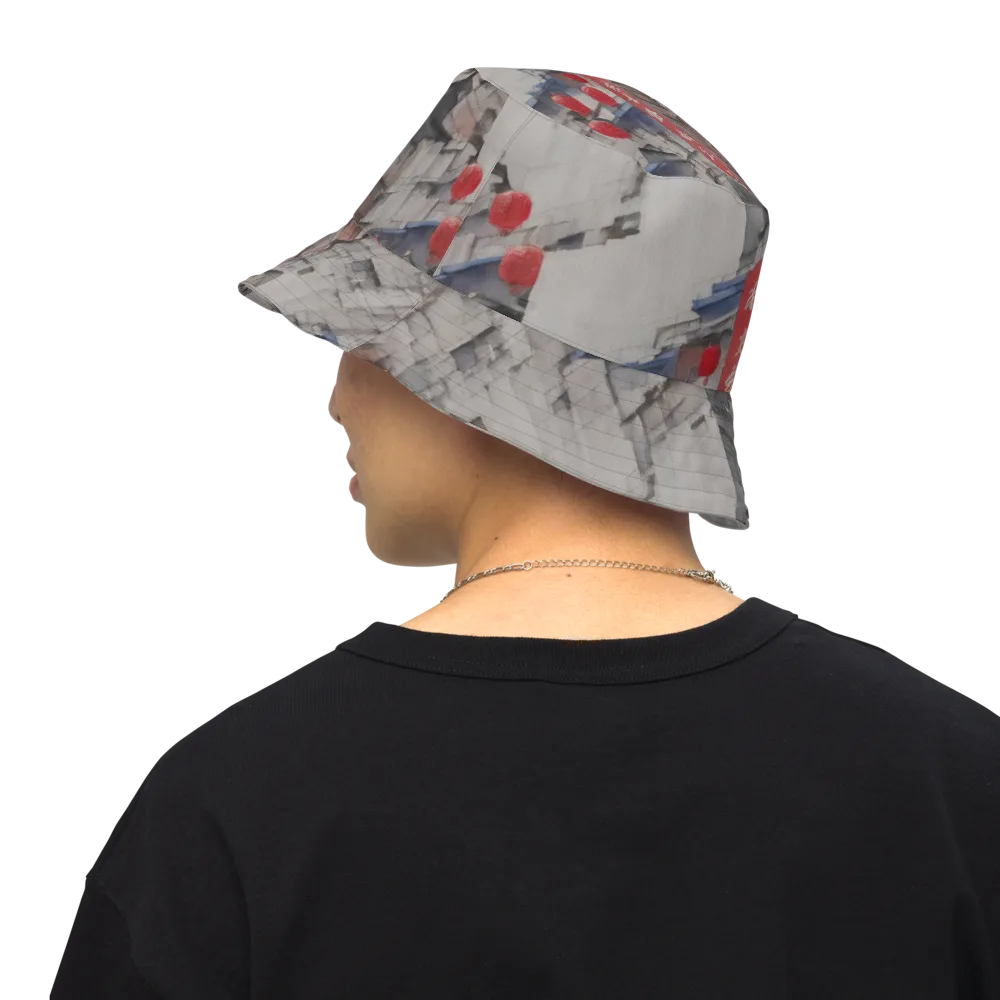 Crimson Lantern Alley on Reversible Bucket Hat — Back Inside