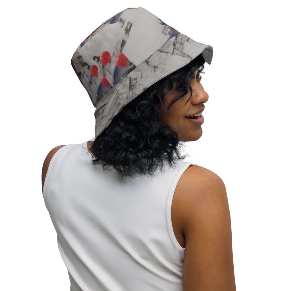 Crimson Lantern Alley on Reversible Bucket Hat — Right Outside