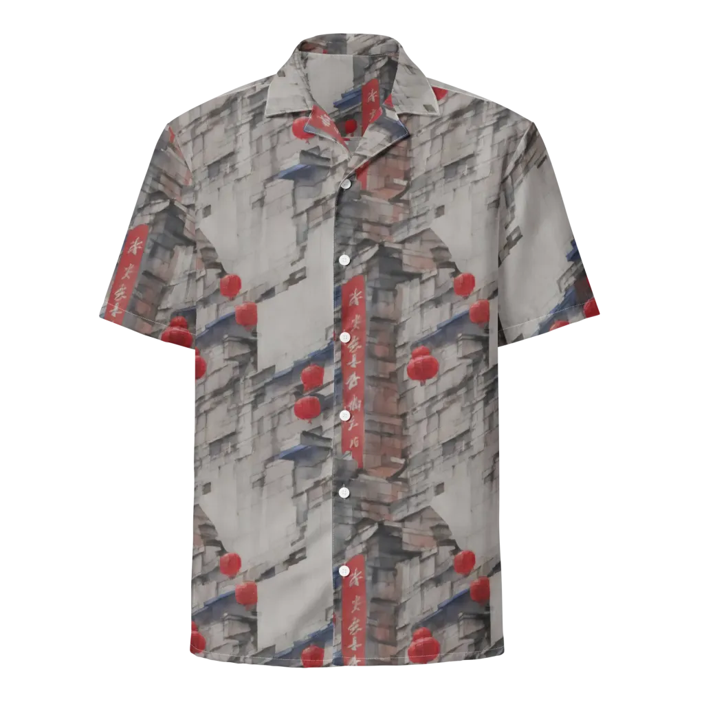 Crimson Lantern Alley on Button Shirt — Front