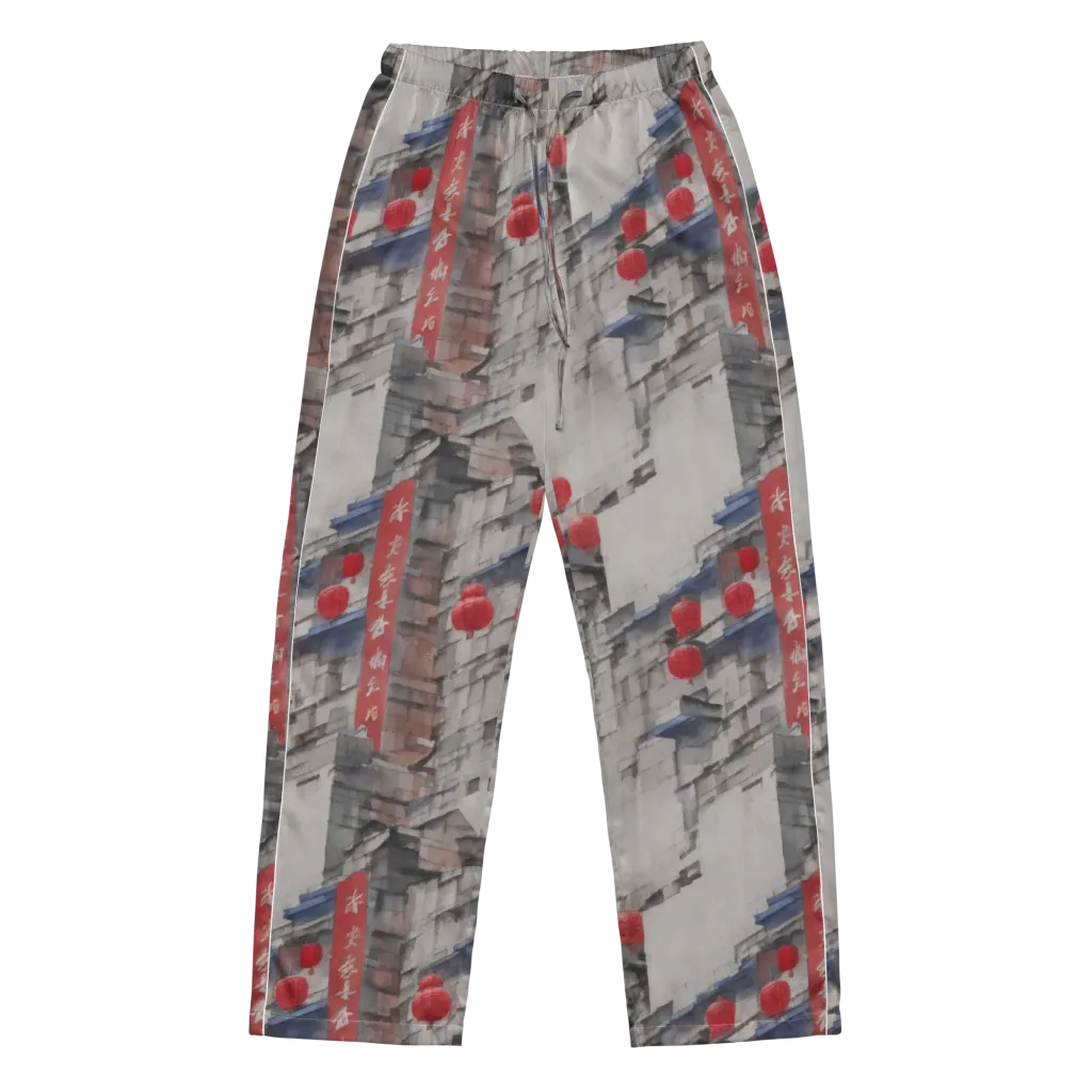 Crimson Lantern Alley on Women's Pajama Pants — Front