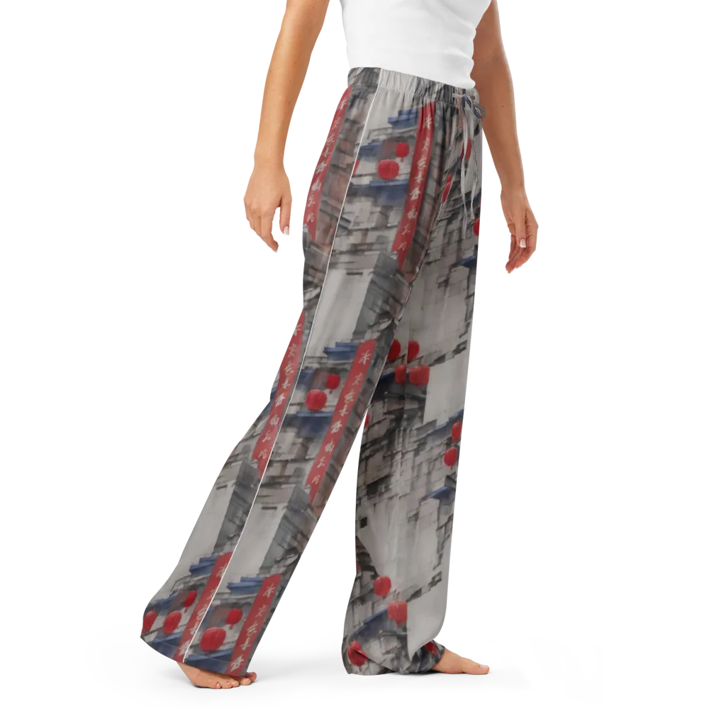 Crimson Lantern Alley on Women's Pajama Pants — Right Front