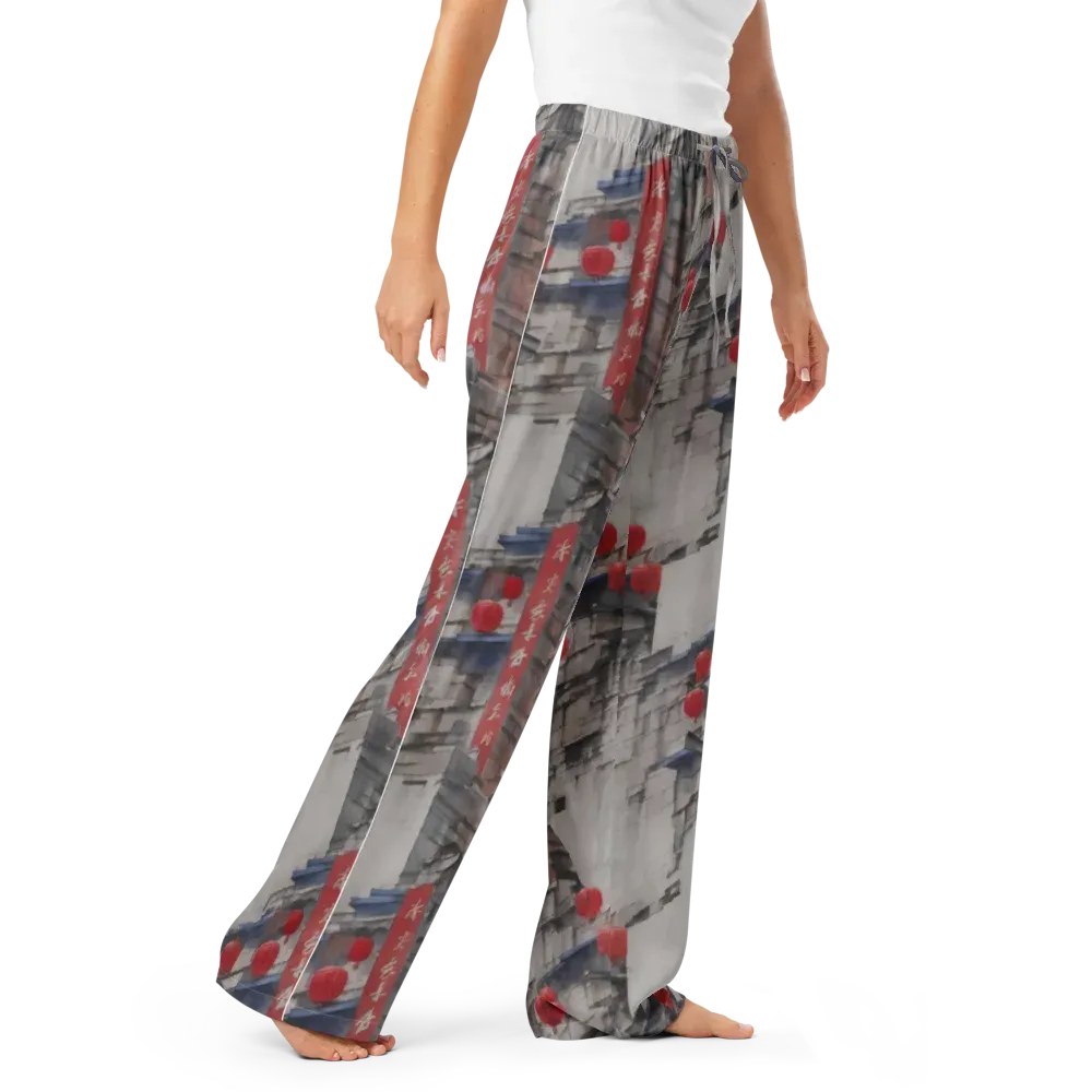 Crimson Lantern Alley on Women's Pajama Pants — Right Front