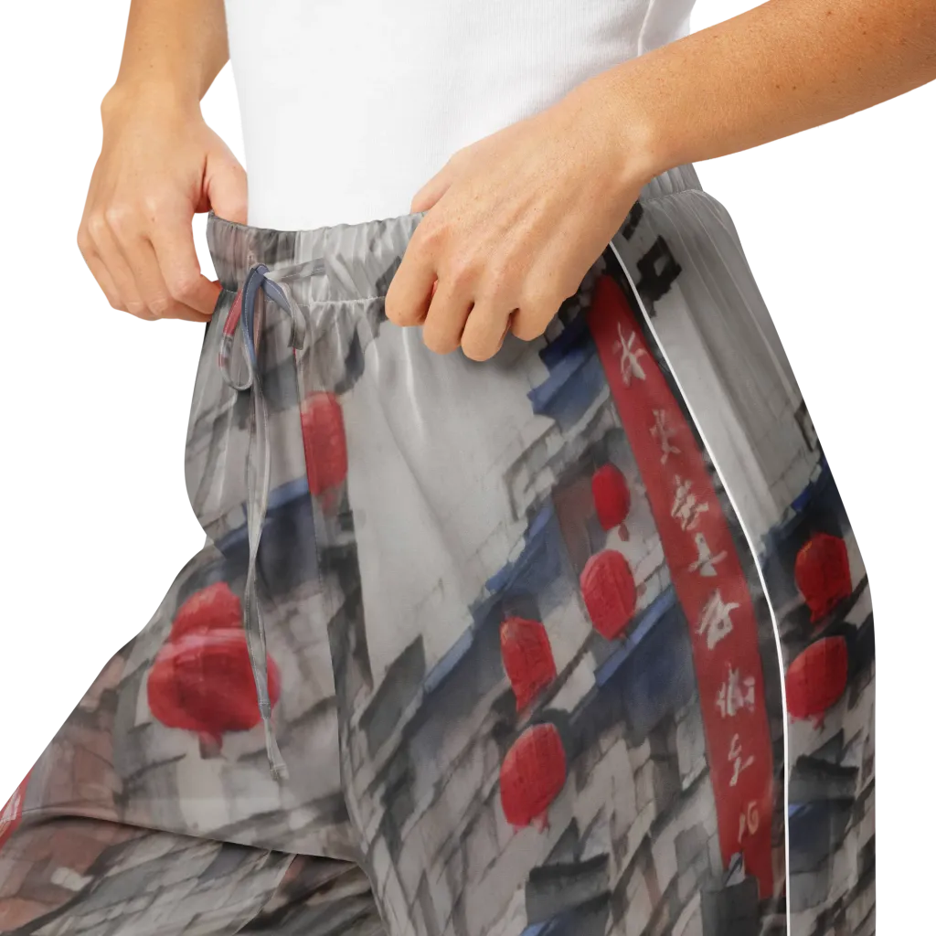 Crimson Lantern Alley on Women's Pajama Pants — Product details