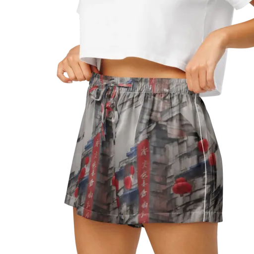 Crimson Lantern Alley on a Women's Pajama Shorts